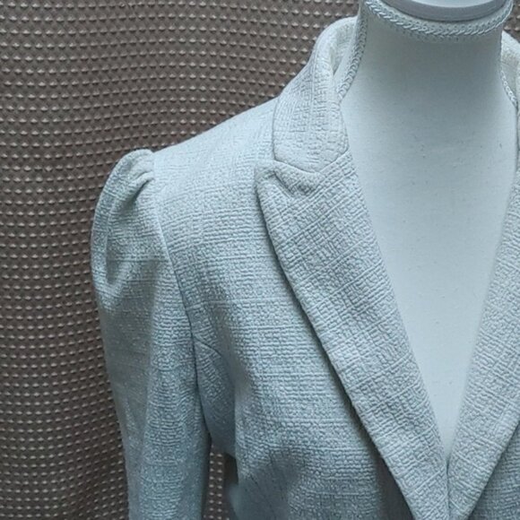 BELLE VERE off white suit blazer long sleeves button fake pockets size S - Picture 2 of 9
